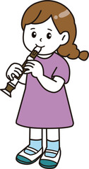 音楽の授業_リコーダー
This is an illustration of a child learning music. A child playing a recorder.