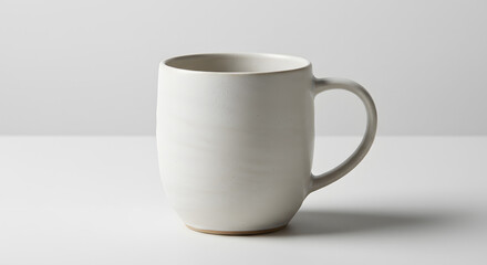 Obraz premium 静かな光が優しく包む、滑らかな白磁のマグカップ. AI Generated