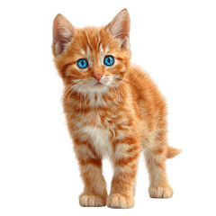 A cute, orange kitten with blue eyes, transparent background isolated png