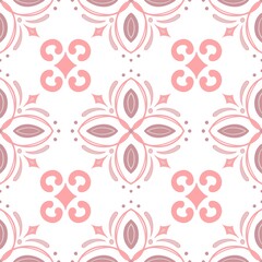 Moroccan lines, pastel pink on a white background, floor tile pattern, wallpaper pattern, fabric pattern, paper pattern