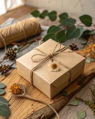 gift box on wooden table