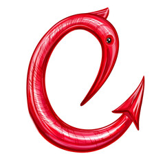 Red fishing hook on white 