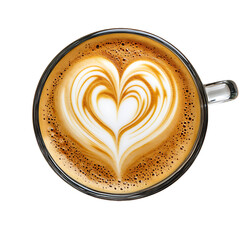 Top View of a Coffee Cup with Heart-Shaped Latte Art