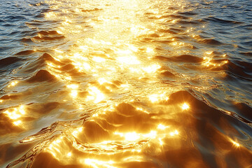 Golden sunlight reflecting on rippled water