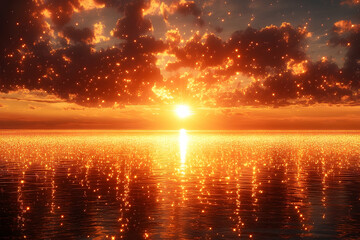 Golden sunset over water