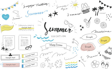 夏イメージのイラストセット