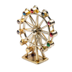A golden ferris wheel with color details