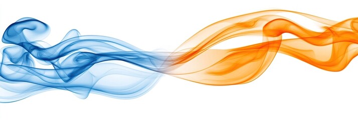 Abstract blue and orange smoke wave design
