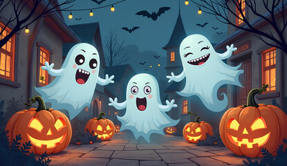 Cute Halloween Ghosts