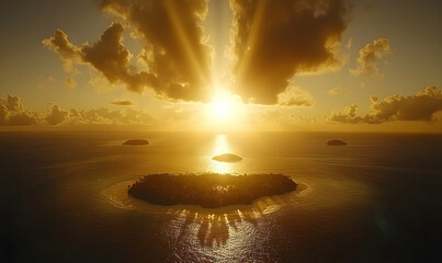 Islands sunrise golden light