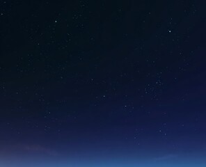 Seamless pattern of a tranquil midnight sky illustration with twinkling starfields and a clear cloudless horizon in layered deep blue hues