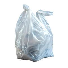 White plastic bag filled with unseen contents isolated on black background