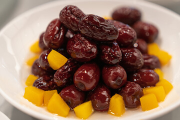 Candied dates cold dish at wedding banquet