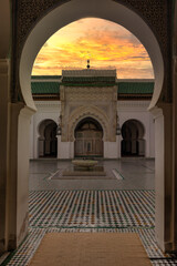 Ornate courtyard of a Moroccan mosque.