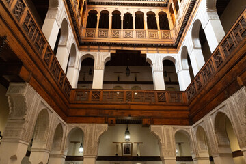 Ornate wooden and carved arches, Moroccan design.