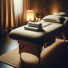 Massage Table Ready A clean massage table draped with fresh whit