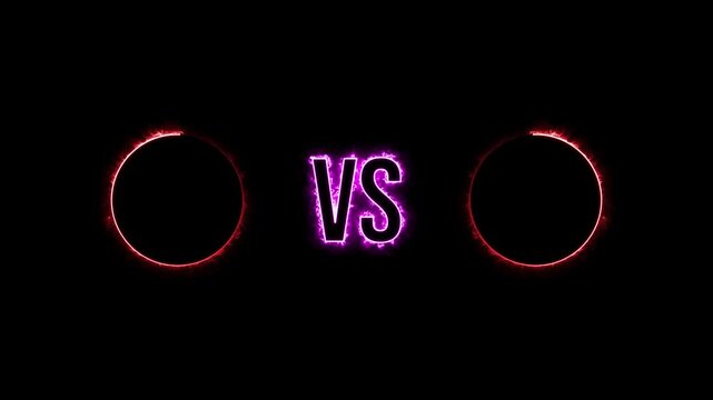 circle versus animation .glowing neon icon and 4k neon circle vsVersus Match torch light, suitable for gaming content.
