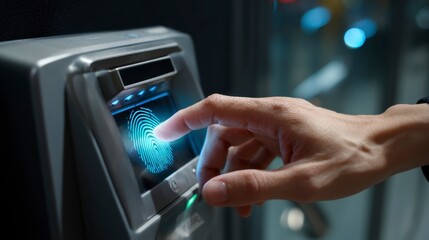 Close Up of Biometric Security System with Fingerprint Scanner
