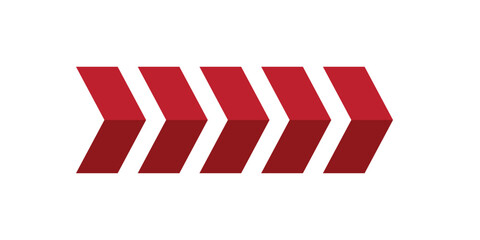 Red arrow sign on white background