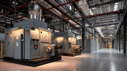 Fototapeta premium Backup Power Generators in a Modern Data Center Facility