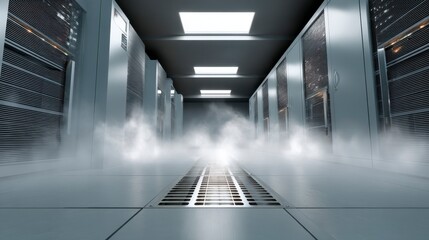 Close-Up of Raised Floor Air Vent in Modern Server Room Environment