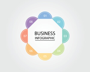 Business Infographic modern design template for banners and infographics for 8 half circle step	
