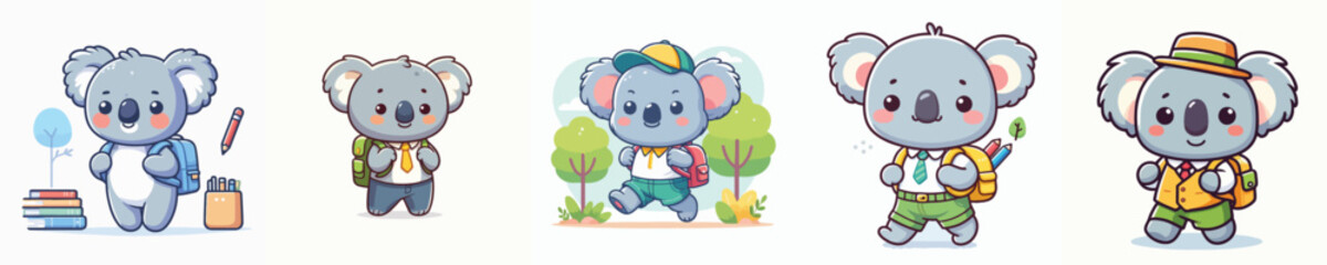 cute koala vector going to school