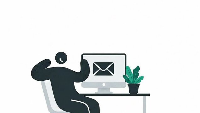 Abstract character with empty inbox, flat vector illustration on white background

