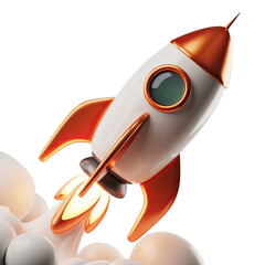 Rocket launch illustration startup concept space travel innovation technology business growth success 3d art
