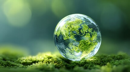 A globe symbolizing nature with lush greenery representing eco-friendliness.