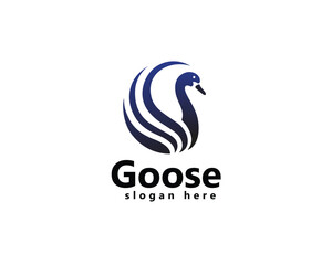 creative swan animal logo, abstract swan with circular line wings, logo design inspiration