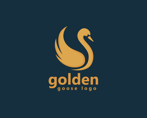 Fototapeta premium creative swan logo animal, golden swan with circular wings logo design inspiration