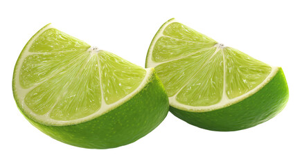 Two Slices of Fresh Green Lime, Juicy Citrus Fruit, Vibrant and Refreshing isolated on transparent background
