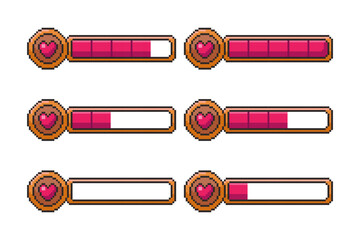 Pixel art Game Health Bars Set game asset design
