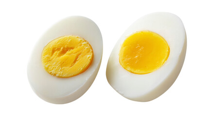Two Halved Hard-Boiled Eggs isolated on transparent background