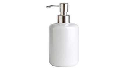 Fototapeta premium Elegant White Ceramic Soap Dispenser with Chrome Pump isolated on transparent background