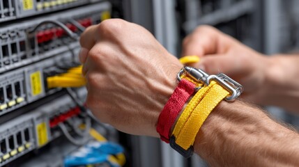 Close Up of Electrostatic Discharge Safety Gear in Data Center