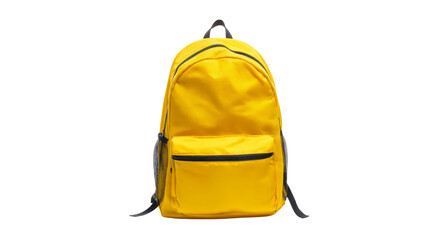 Bright Yellow Backpack, Casual Travel Bag, School Bag isolated on transparent background