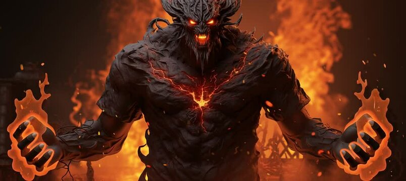 ifrit vs demon vector illustration , ai generative video