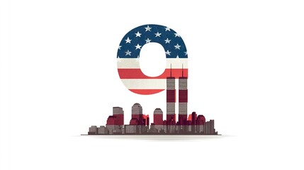 11 September- illustration for Patriot Day USA poster or banner.