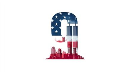 11 September- illustration for Patriot Day USA poster or banner.