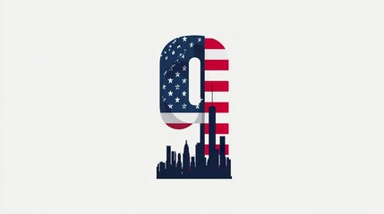11 September- illustration for Patriot Day USA poster or banner.