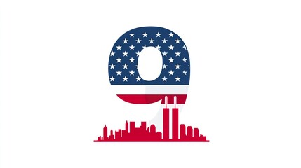 11 September- illustration for Patriot Day USA poster or banner.