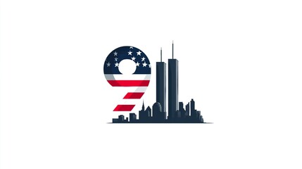 11 September- illustration for Patriot Day USA poster or banner.