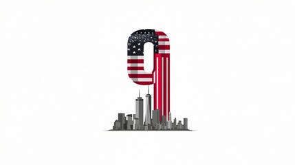 11 September- illustration for Patriot Day USA poster or banner.