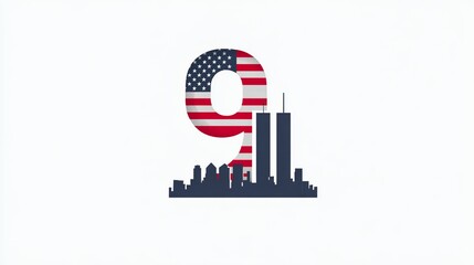 11 September- illustration for Patriot Day USA poster or banner.