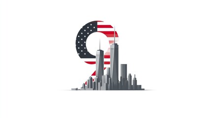 11 September- illustration for Patriot Day USA poster or banner.
