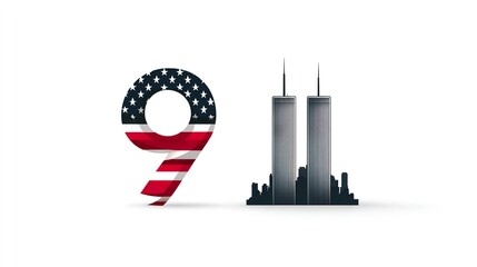 11 September- illustration for Patriot Day USA poster or banner.