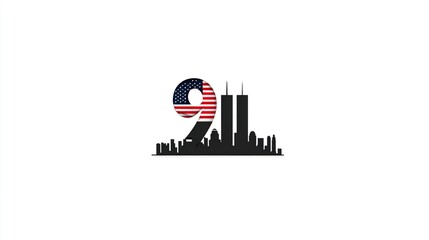 11 September- illustration for Patriot Day USA poster or banner.