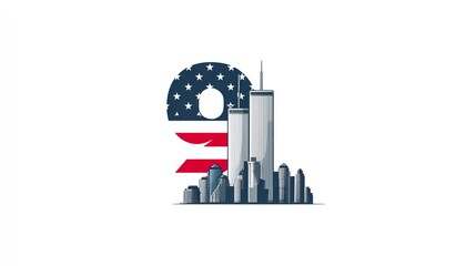 11 September- illustration for Patriot Day USA poster or banner.